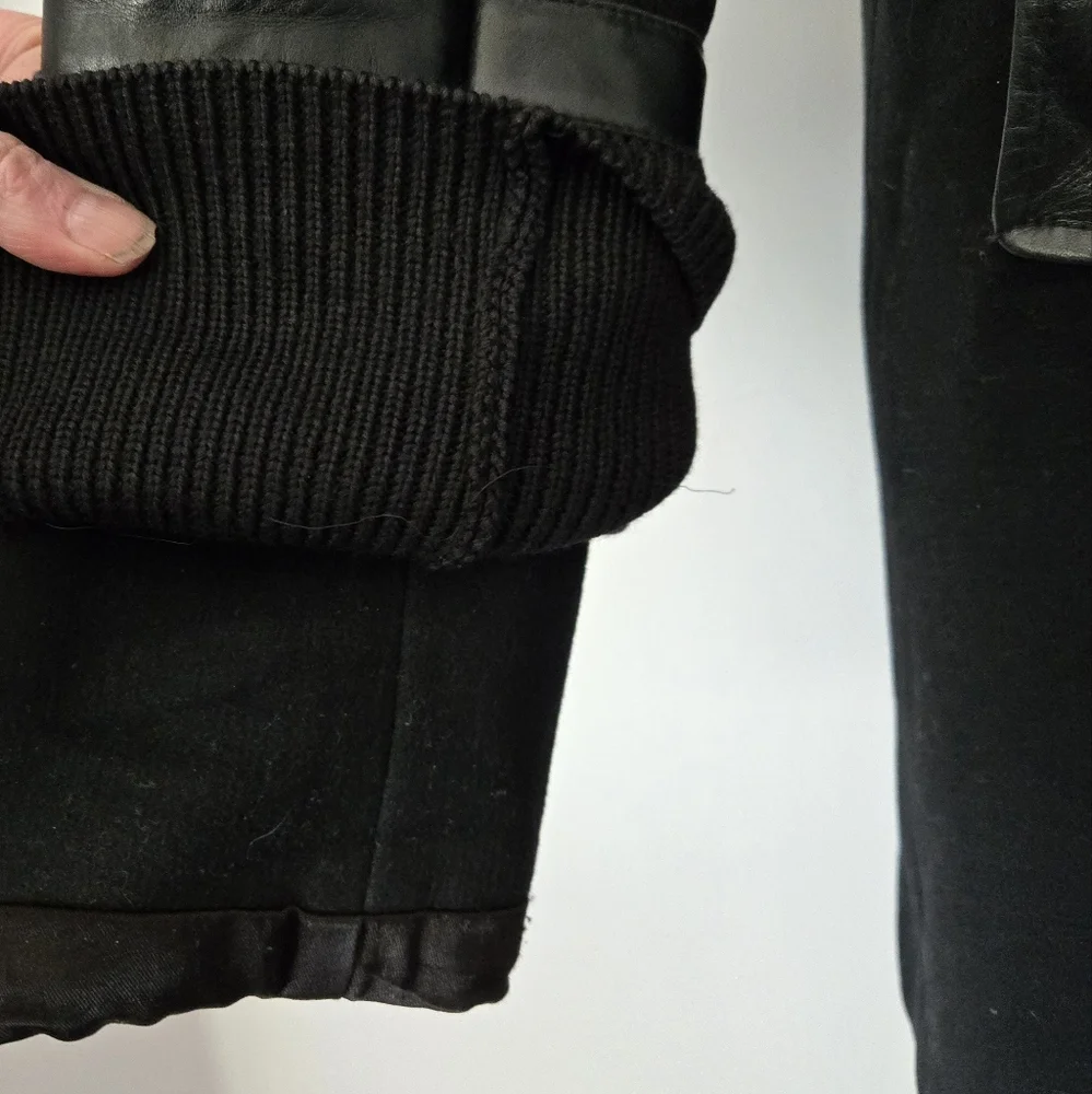 MACKAGE Wool/Cashmere/Leather Women's Black Button-Up Coat. Size Small - Picture 4 of 14